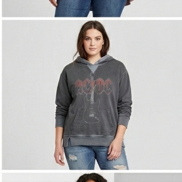 AC/DC Tops - AC/DC Charcoal Hoodie with Red Logo